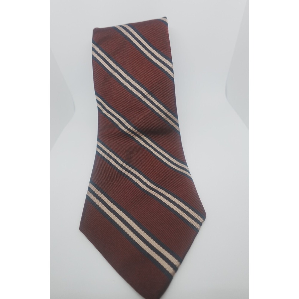 Vintage Robert Stewart‎ Striped Silk Organzine Mens Silk Neck Tie Necktie Red